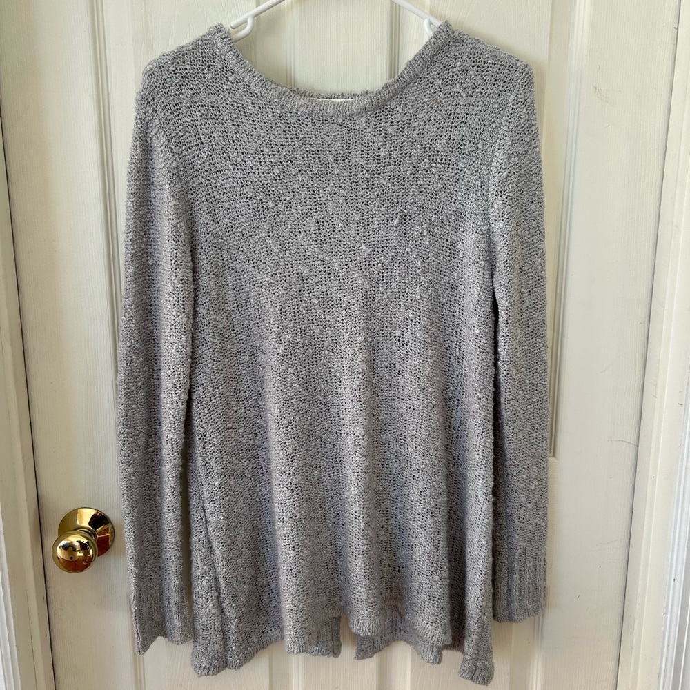 Coco + Carmen Braided Back Gray Sweater